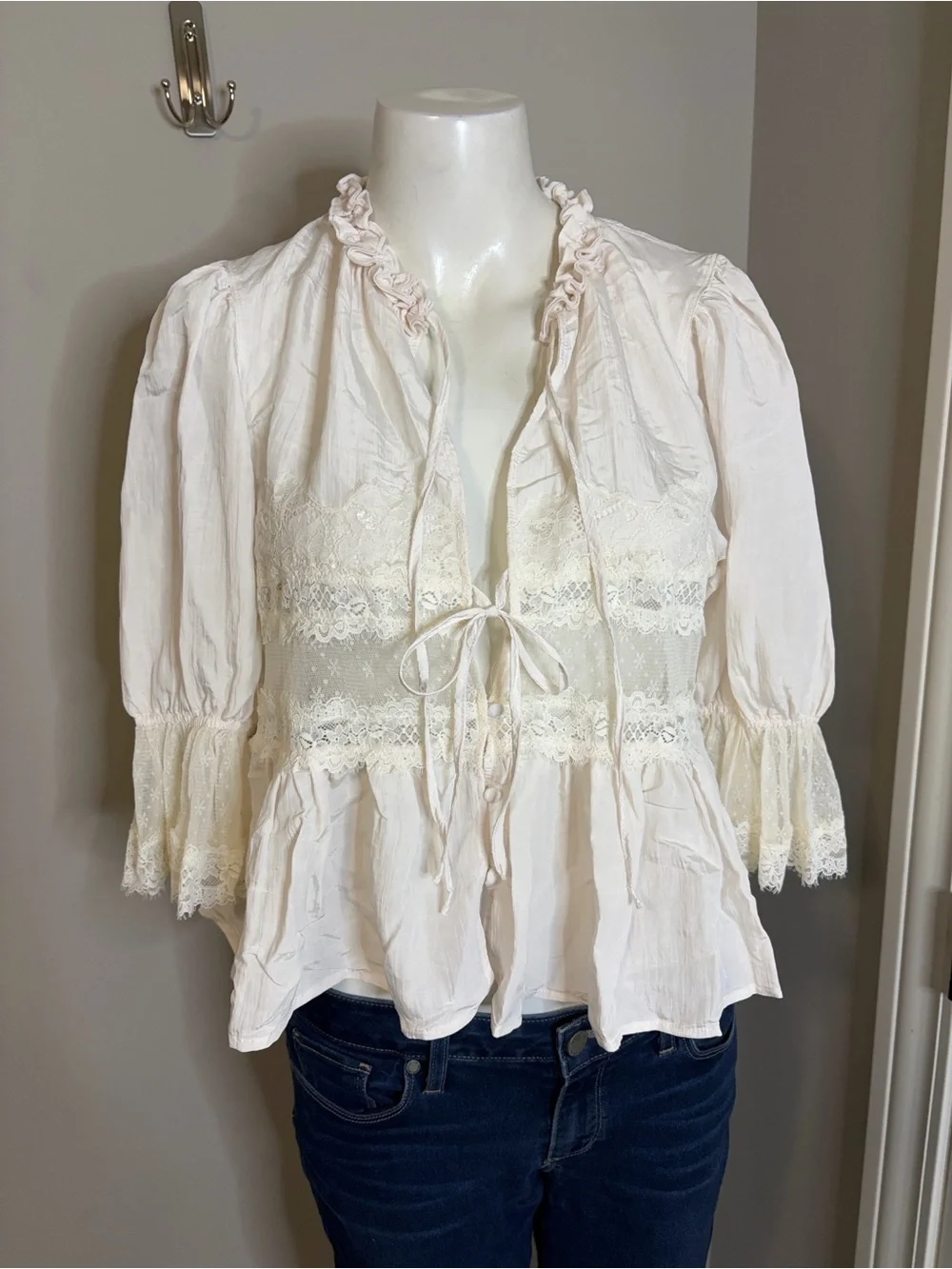 Free People Forever Young Bed Jacket White Alyssum Top Sz S NEW